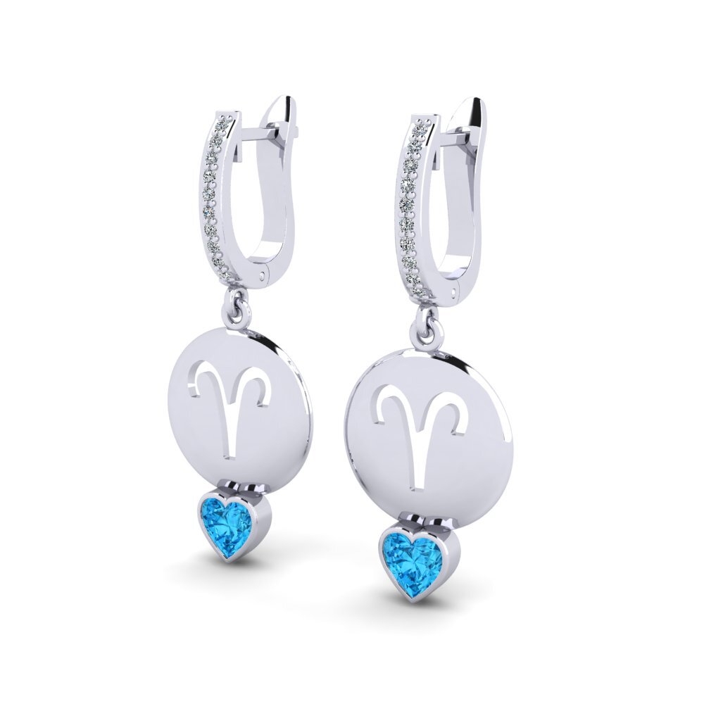 Blue Topaz Women's Earring Nebug - Aries