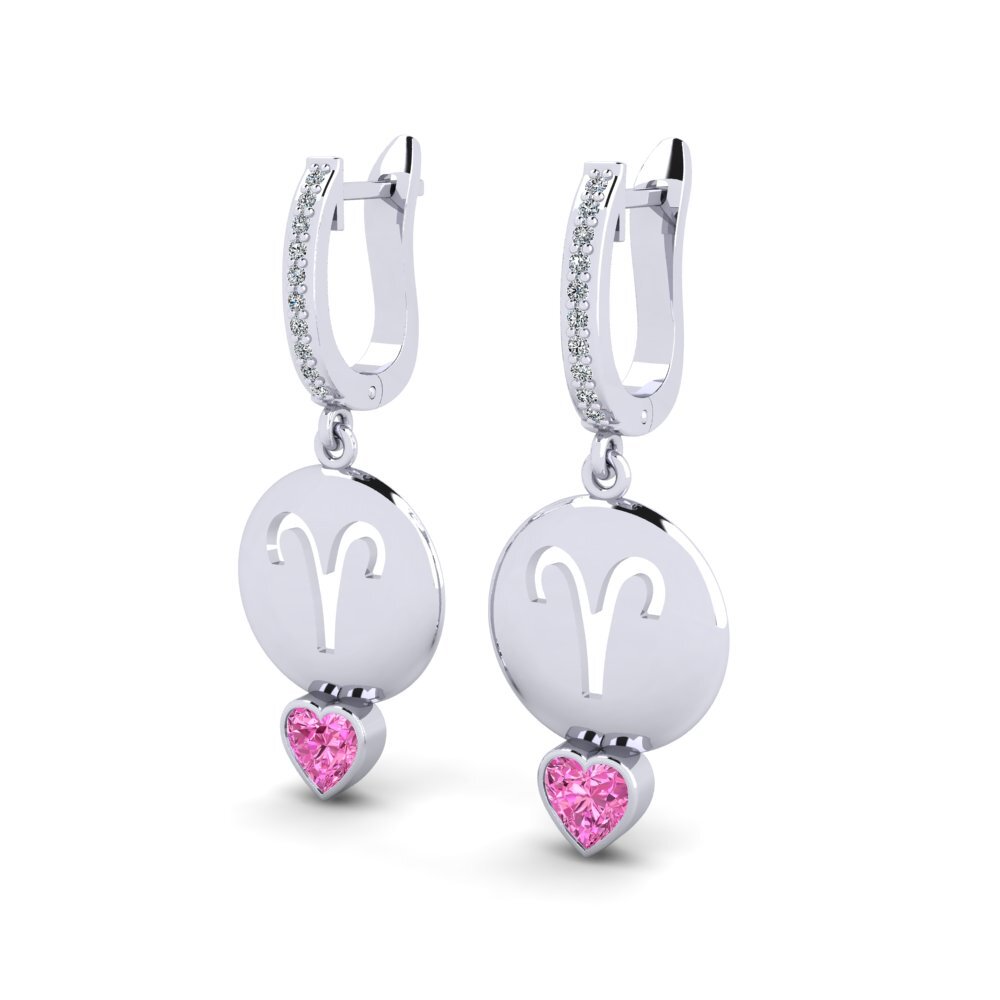 Pink Topaz Women's Earring Nebug - Aries