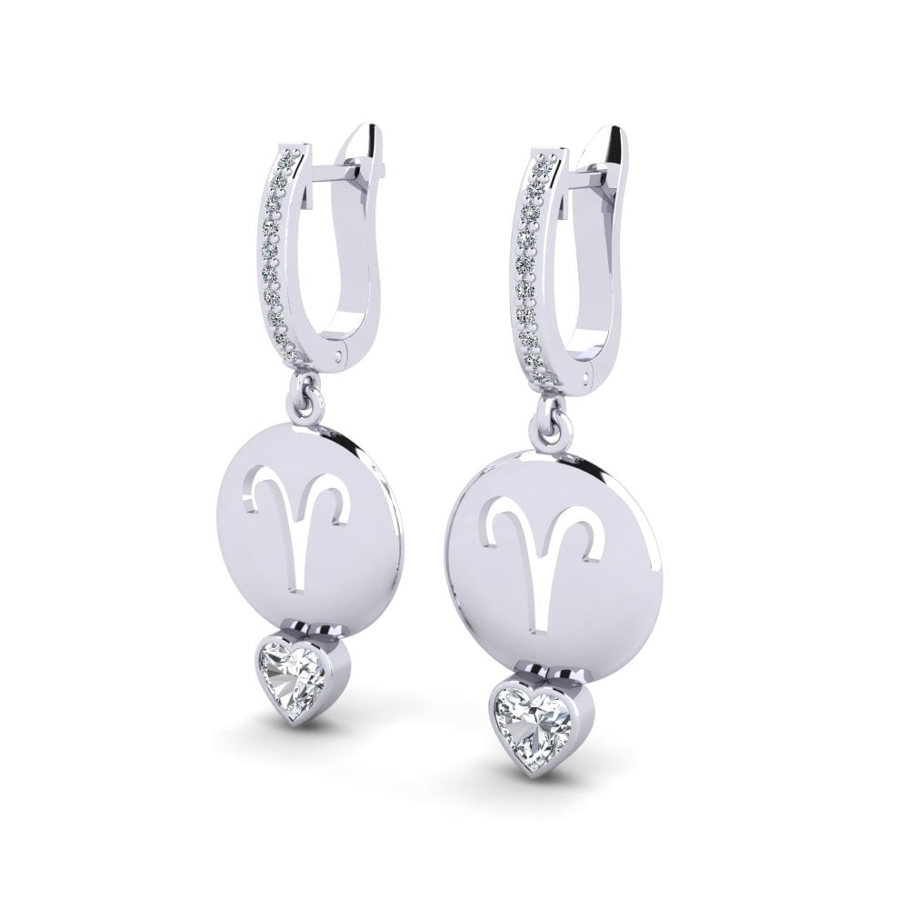 White Zircon Women's Earring Nebug - Aries