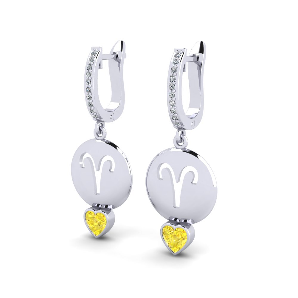 Yellow Sapphire Women's Earring Nebug - Aries