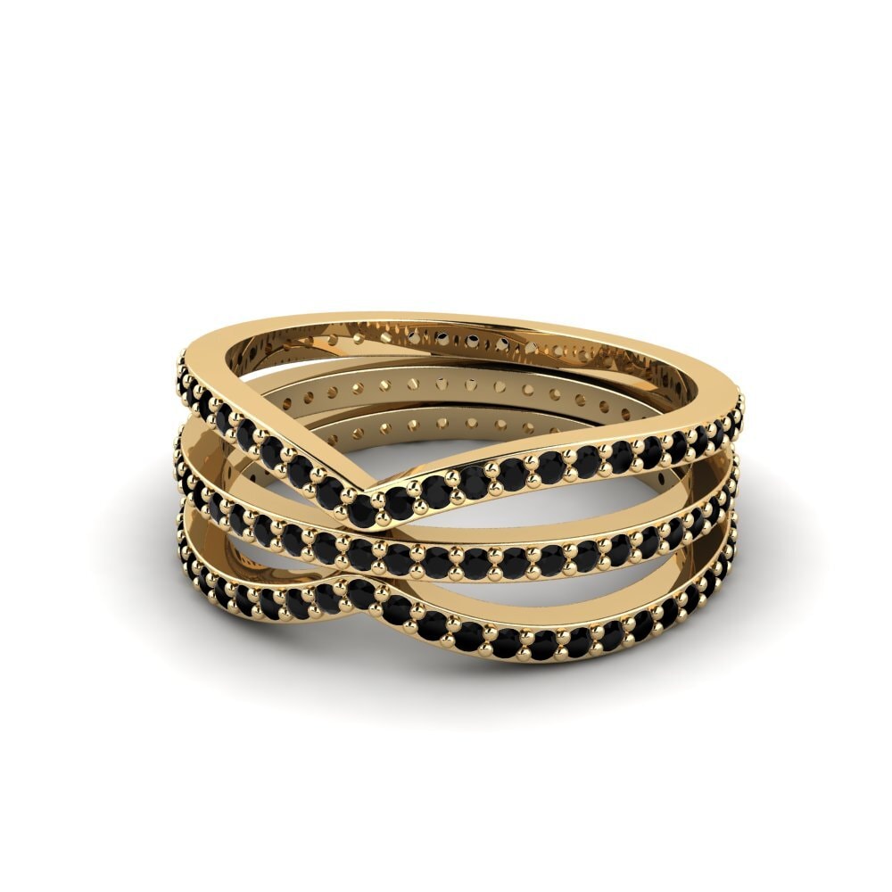 Diamante Negro Anillo apilable Anethes - Set