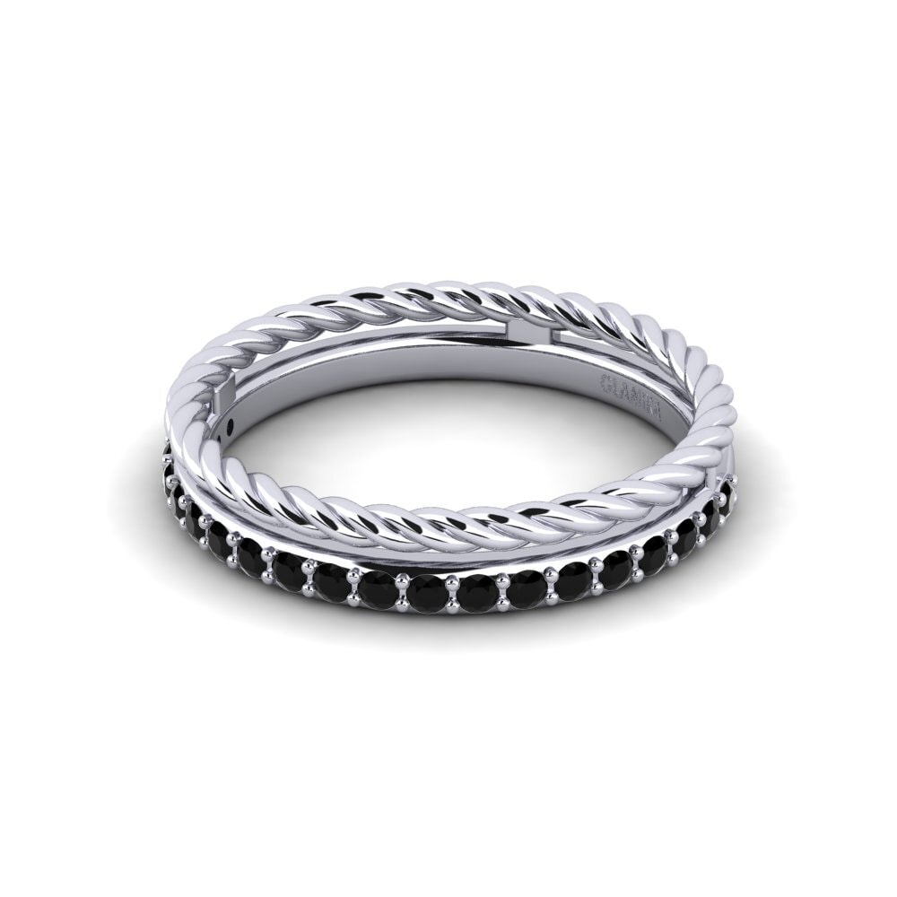 Diamante Negro Anillo apilable Bisc - A