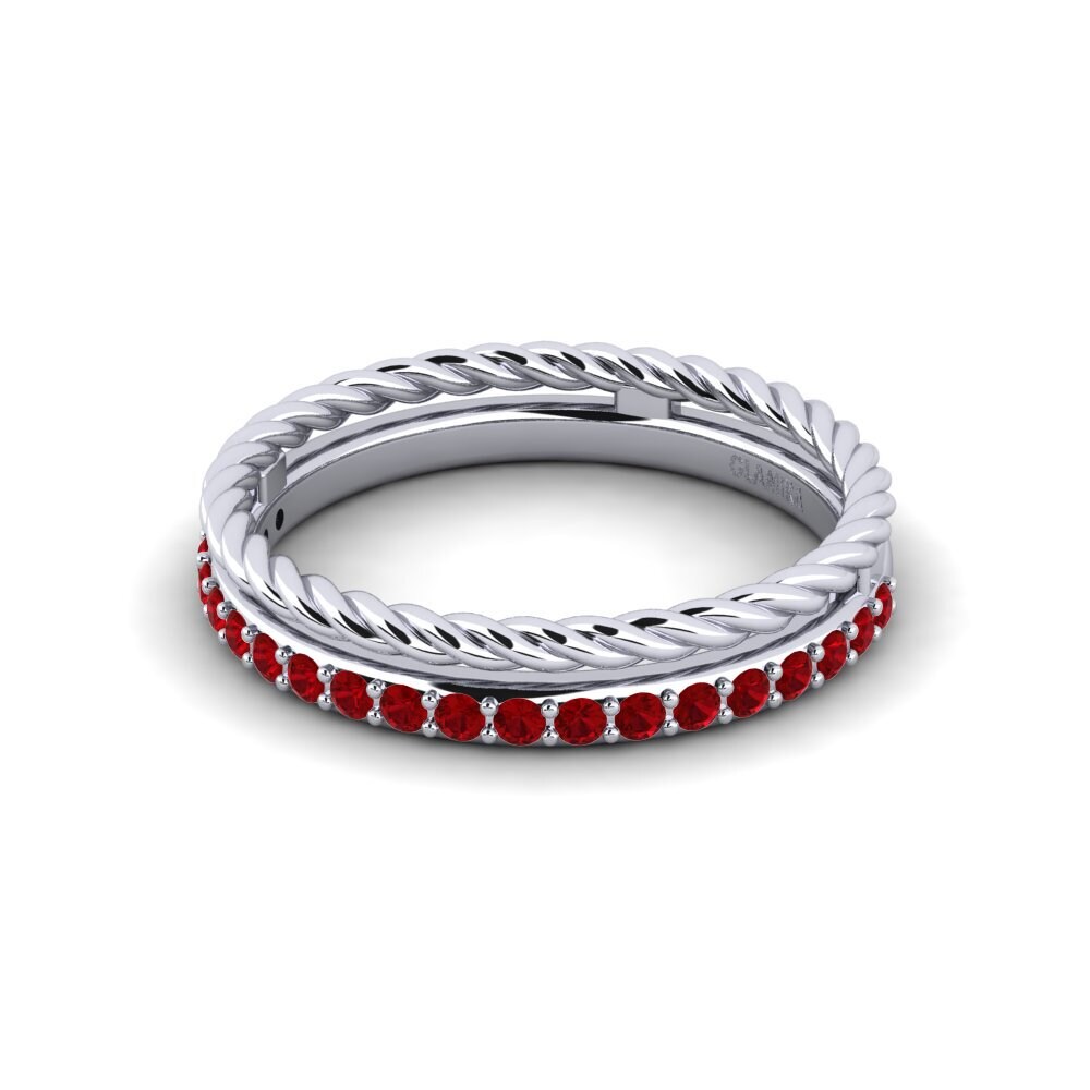 Circonita Roja Anillo apilable Bisc - A