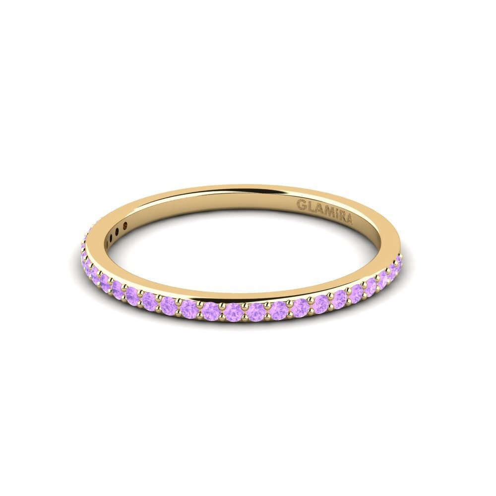 14ct Yellow Gold Amethyst Stackable Ring Fatint - C