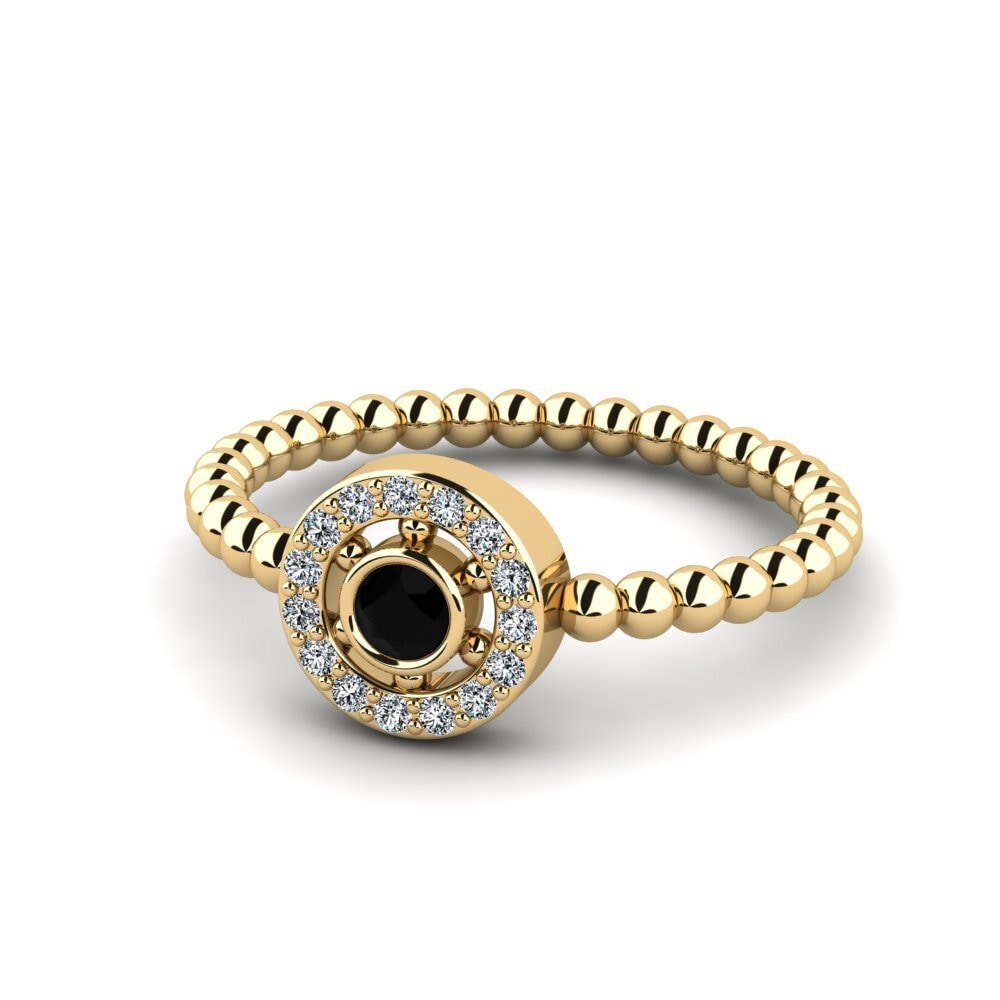 Schwarzer Diamant Stapelbarer Ring Hwal - A