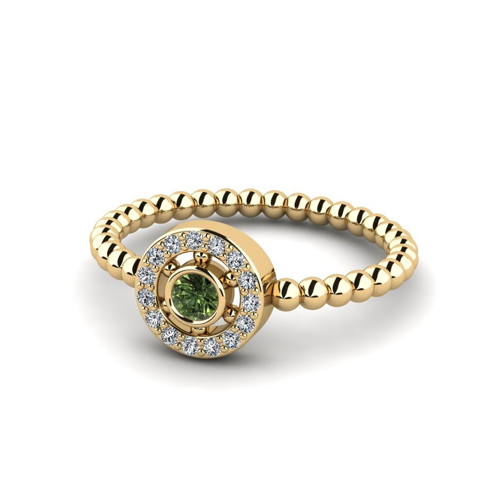 Green Sapphire Stackable Ring Hwal - A
