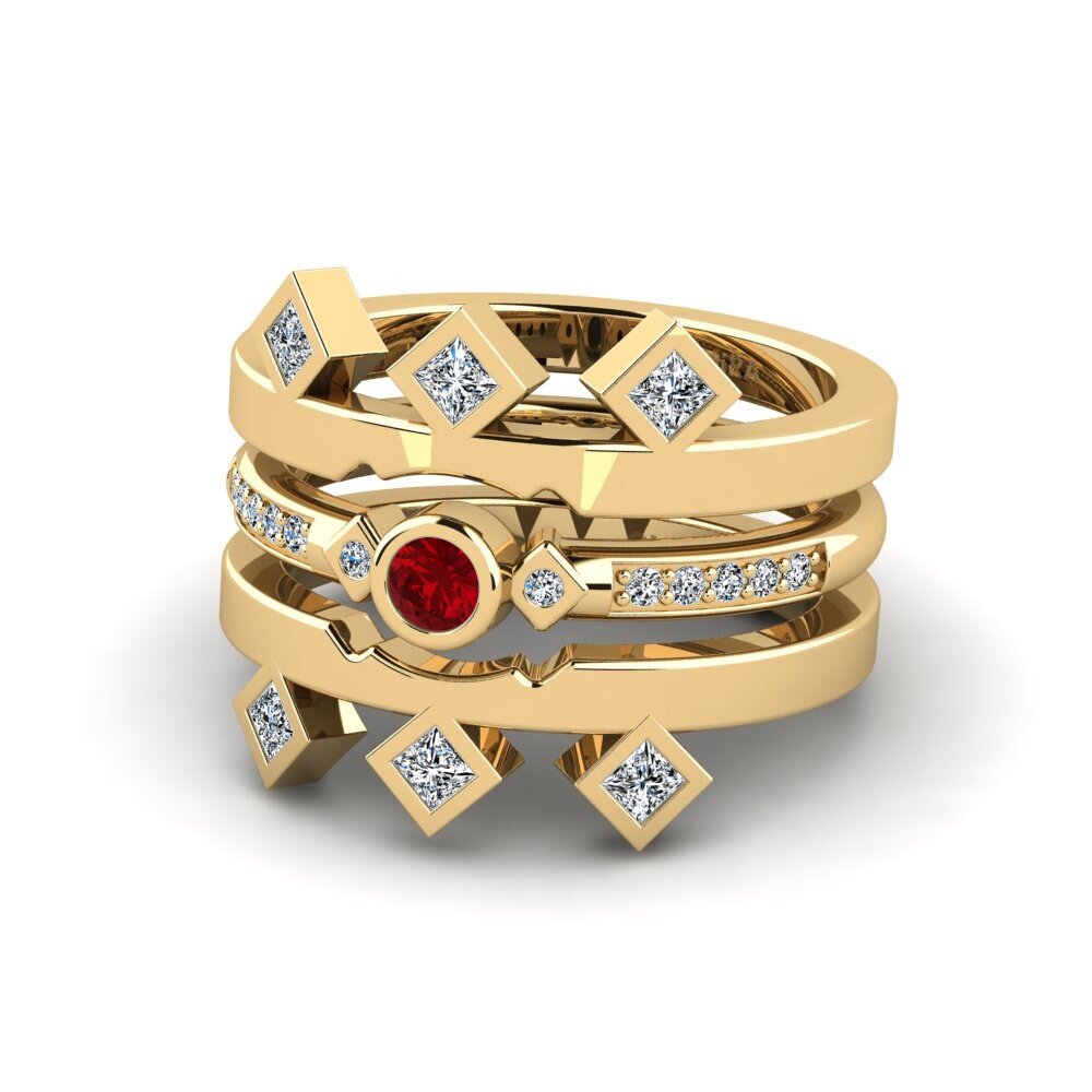 Circonita Roja Anillo apilable Orrica - Set