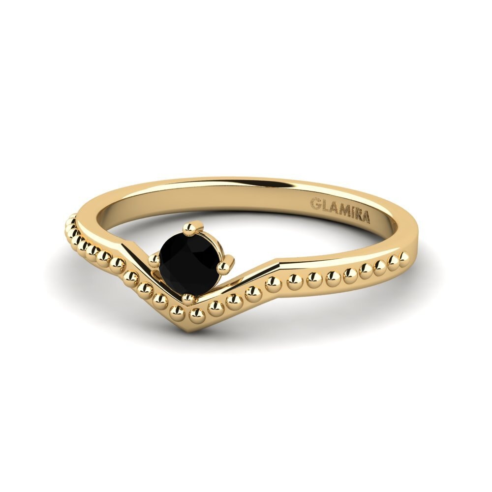 Diamante Negro Anillo apilable Shappe - A