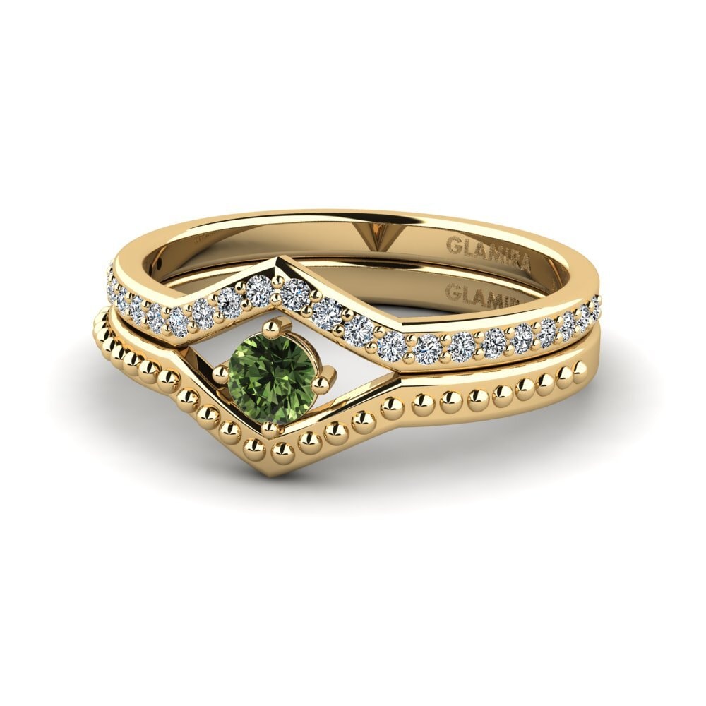 Green Sapphire Stackable Ring Shappe - Set