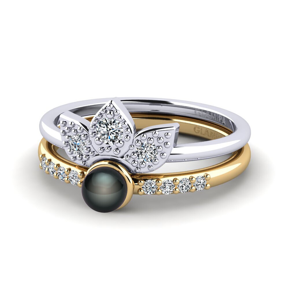 Bagues Or Blanc & Jaune 14k Empilables