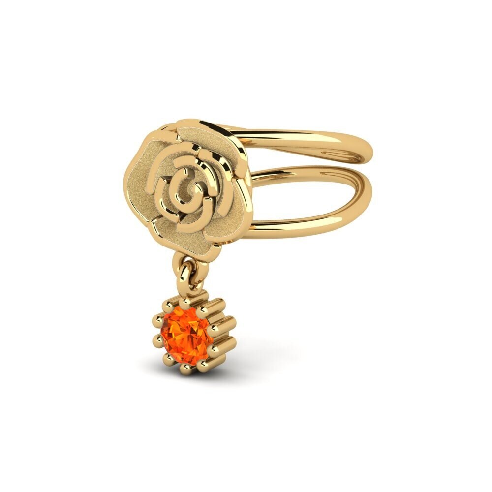 14ct Yellow Gold Orange Sapphire Women's Earring Anthan