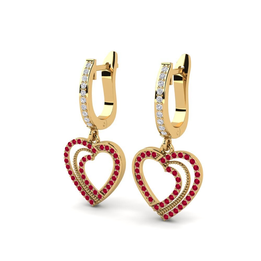 9ct Yellow Gold Ruby Women's Earring Bonnis