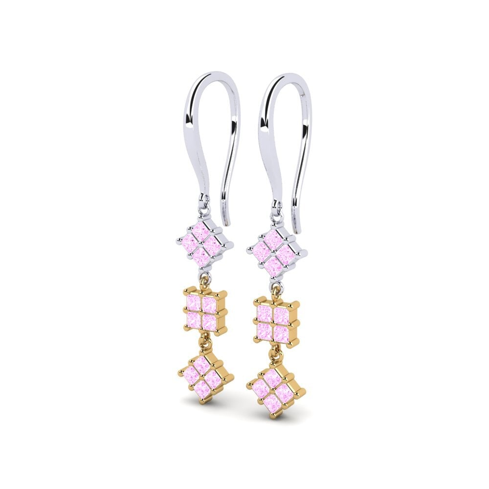 14k Oro Blanco / Amarillo Princesa Pendiente de mujer Boscape
