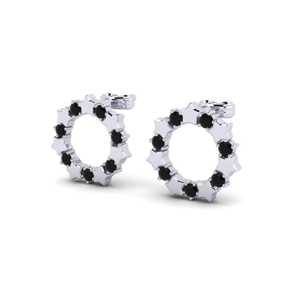 9ct White Gold Black Diamond Women's Earring Broard