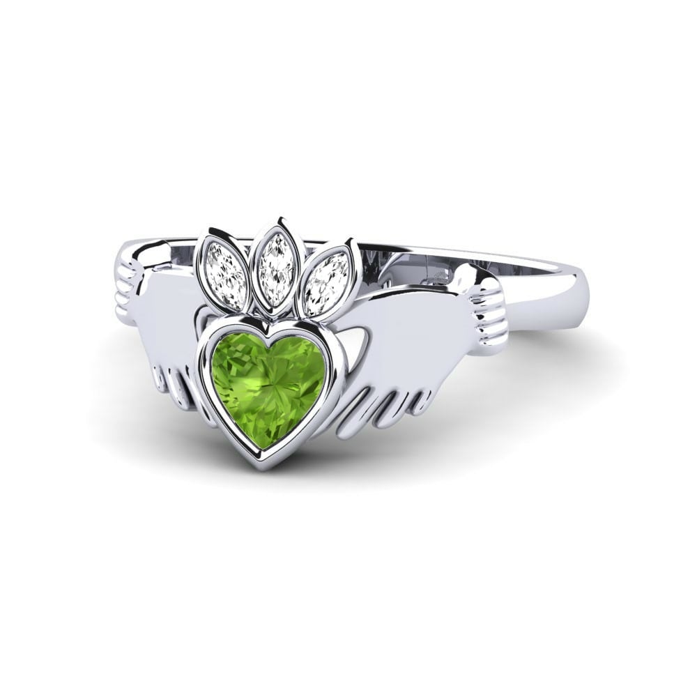 Claddagh 橄欖石 訂婚戒指
