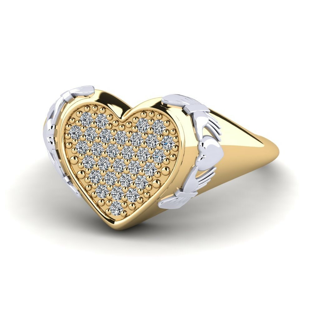 Claddagh 14k Yellow & White Gold Engagement Rings