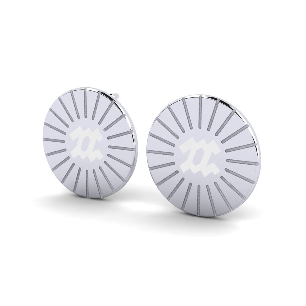14k Oro Blanco Pendientes Mdod - Aquarius