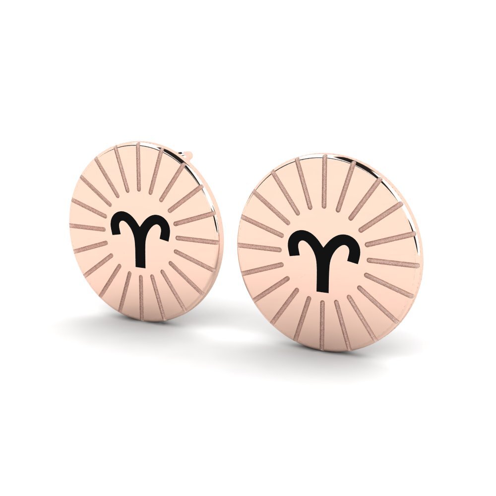 18k Oro Rosa Pendientes Mdod - Aries