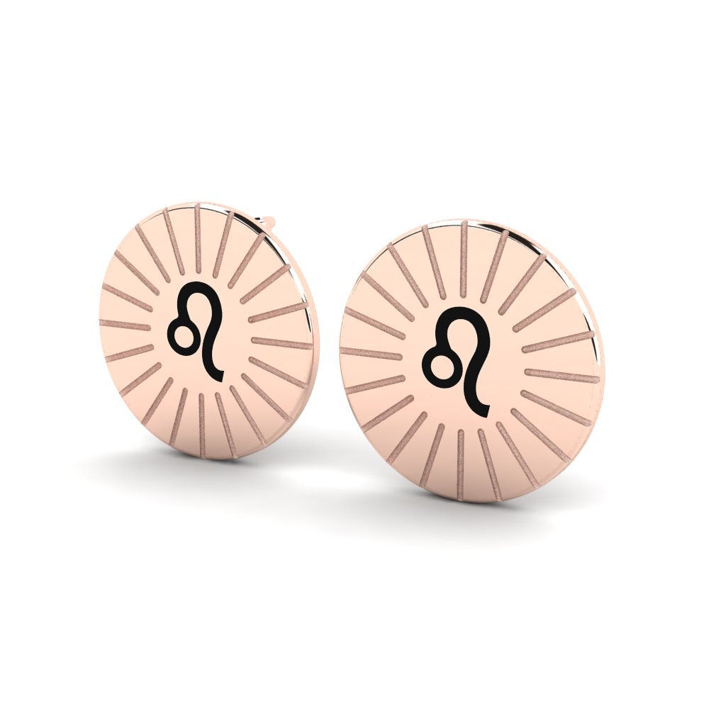 14k Oro Rosa Pendientes Mdod - Leo