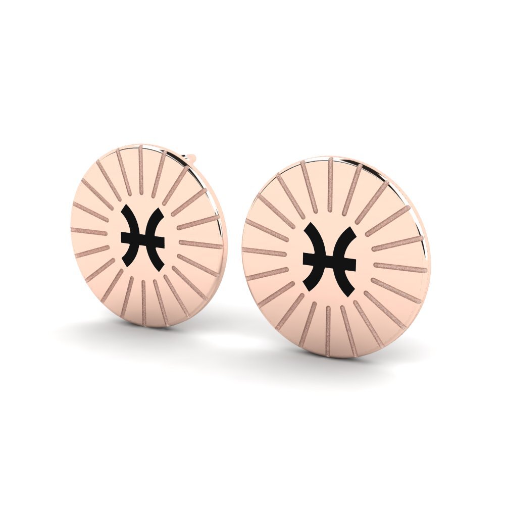 Or rose 585 Boucles D'oreilles Mdod - Pisces