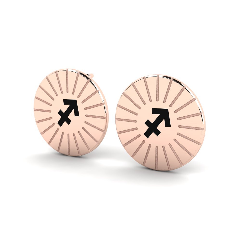 Or rose 585 Boucles D'oreilles Mdod - Sagittarius