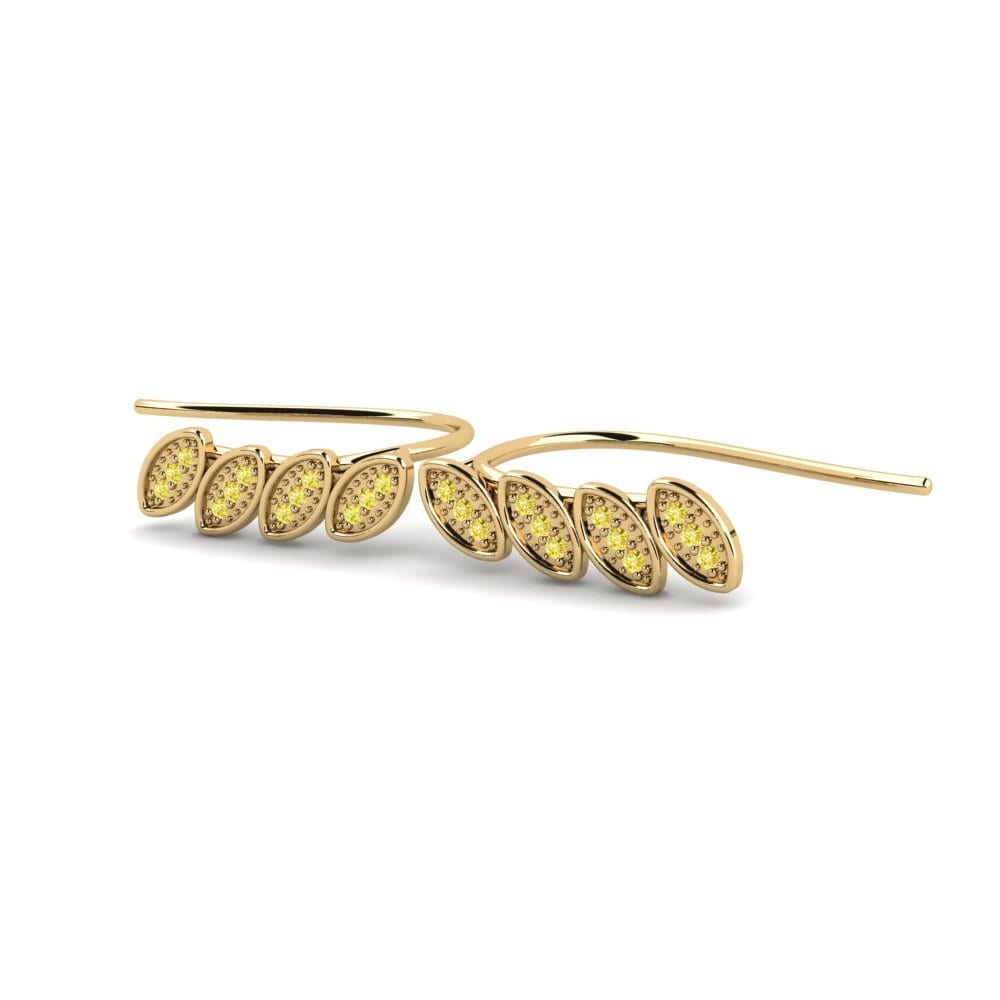 Saphir Jaune Boucle d'oreille femme Cwea