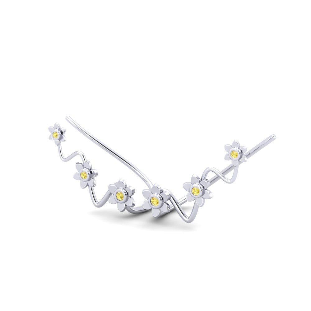 Saphir Jaune Boucle d'oreille femme Eodo