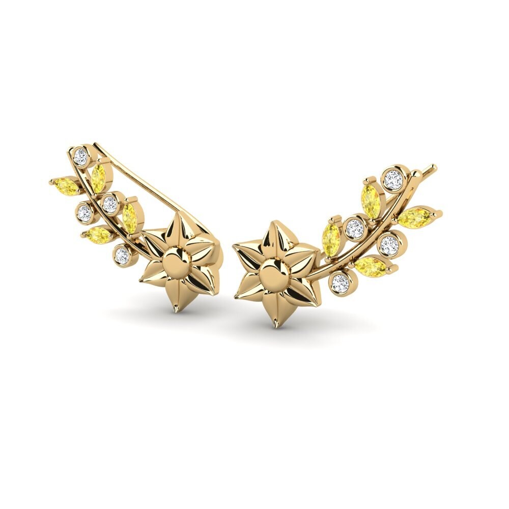 Saphir Jaune Boucle d'oreille femme Ftarce