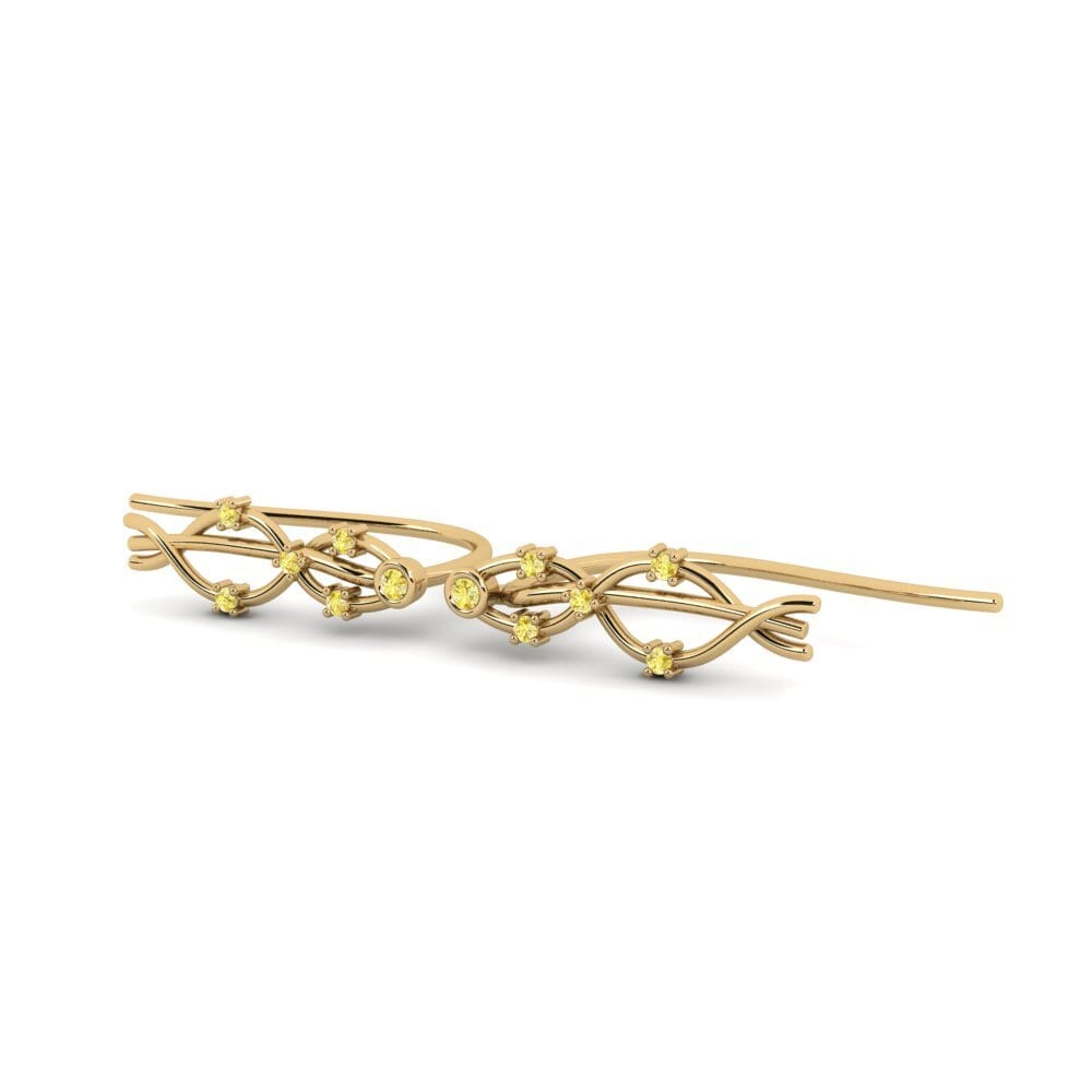 Saphir Jaune Boucle d'oreille femme Lemeld