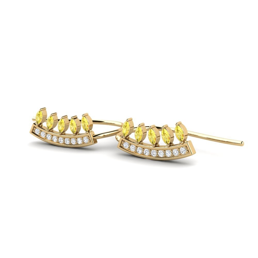 Saphir Jaune Boucle d'oreille femme Mamet