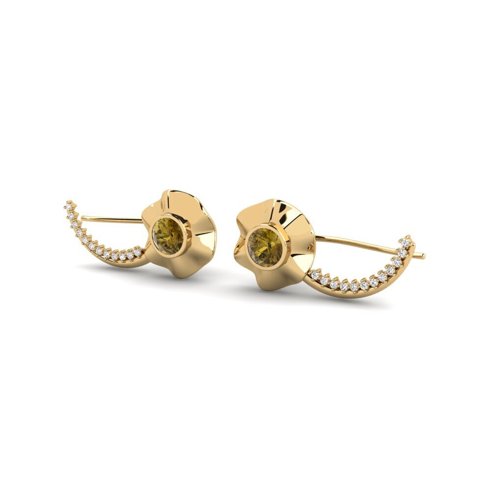 Đá Zircon Nâu Bông tai nữ Onmu