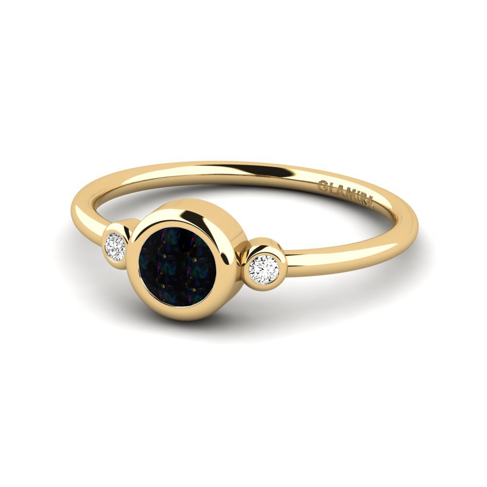 Black Opal Engagement Ring Afin - A