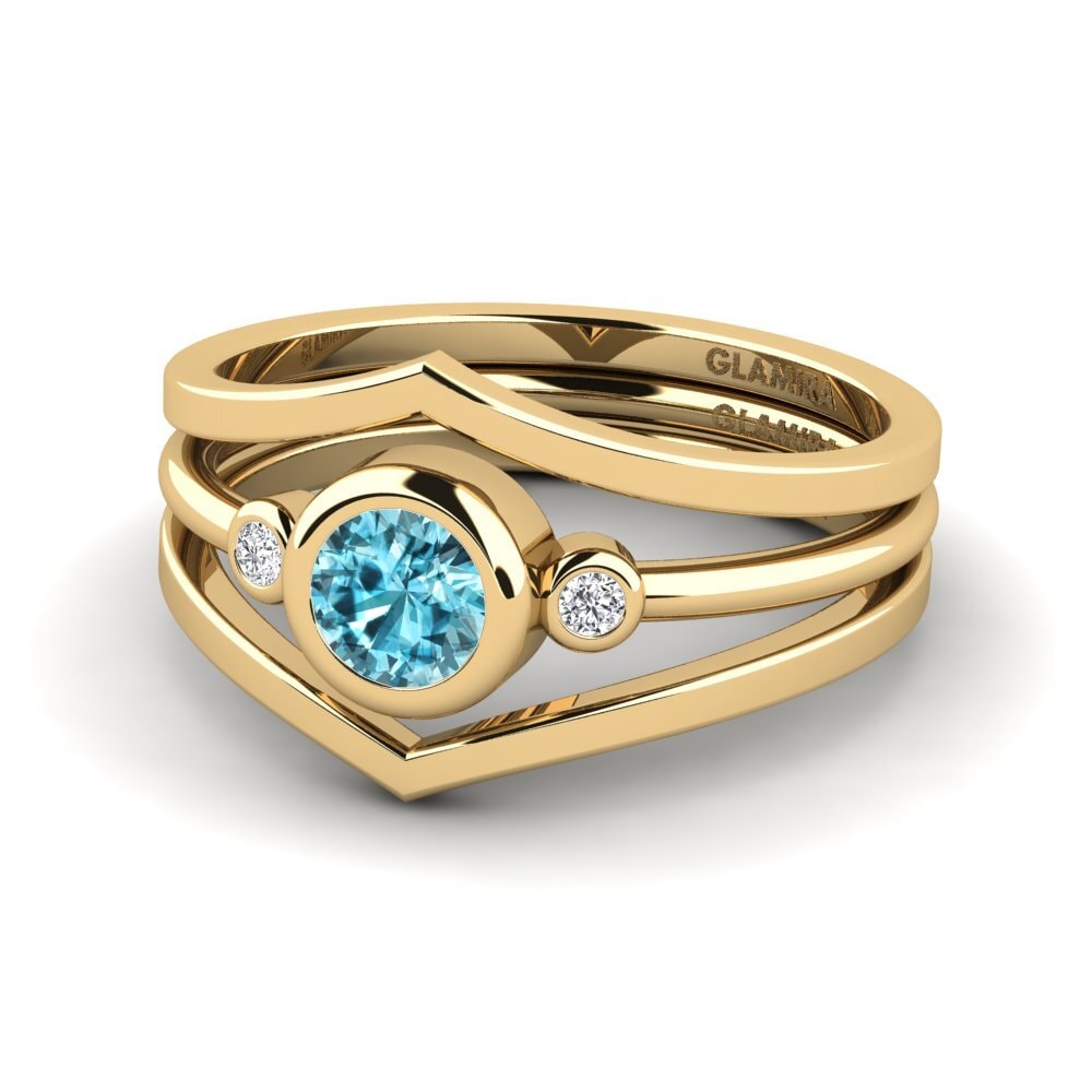 Blue Zircon Ring Afin - Set