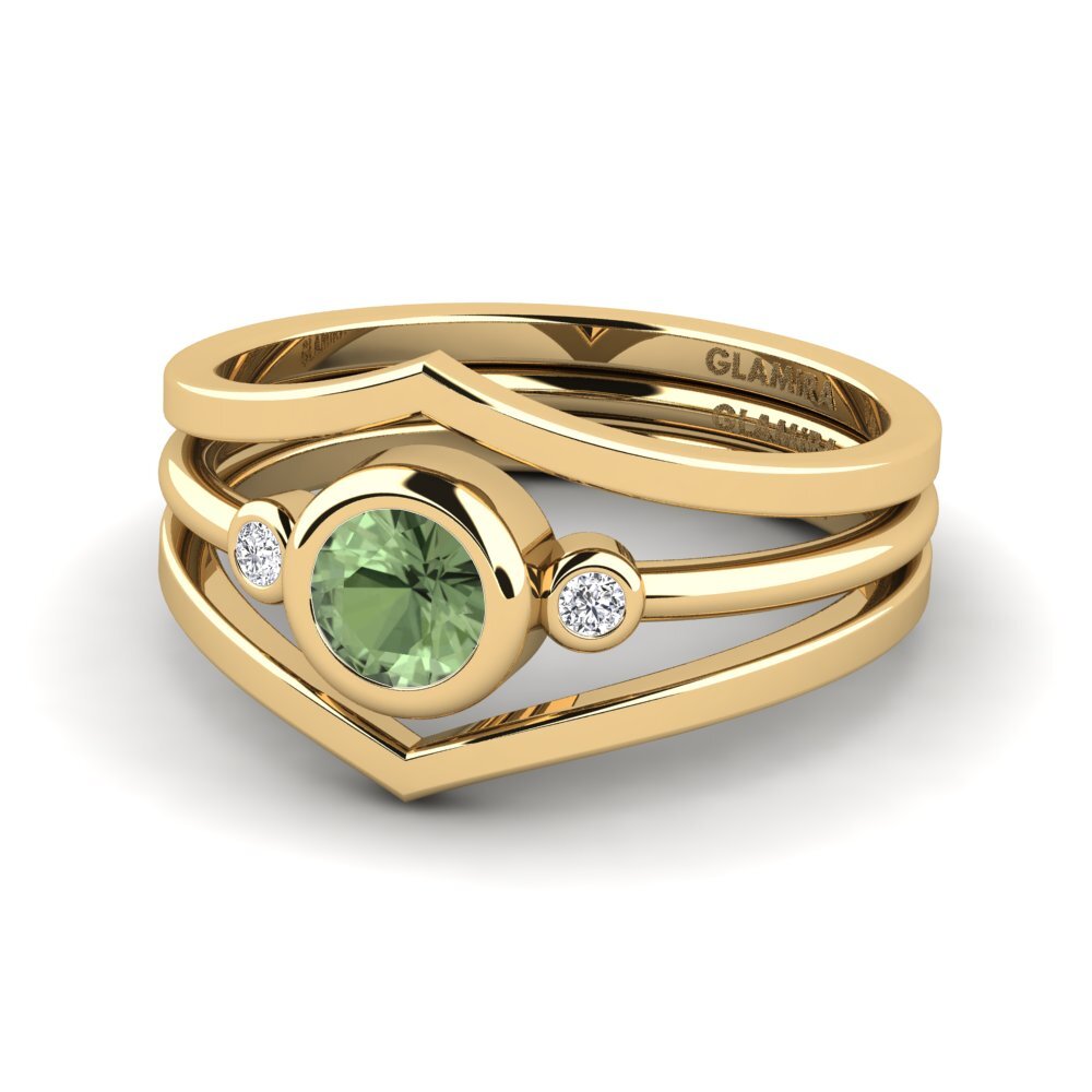 Green Sapphire Ring Afin - Set