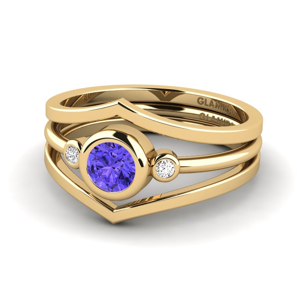 Tanzanita Anillo Afin - Set
