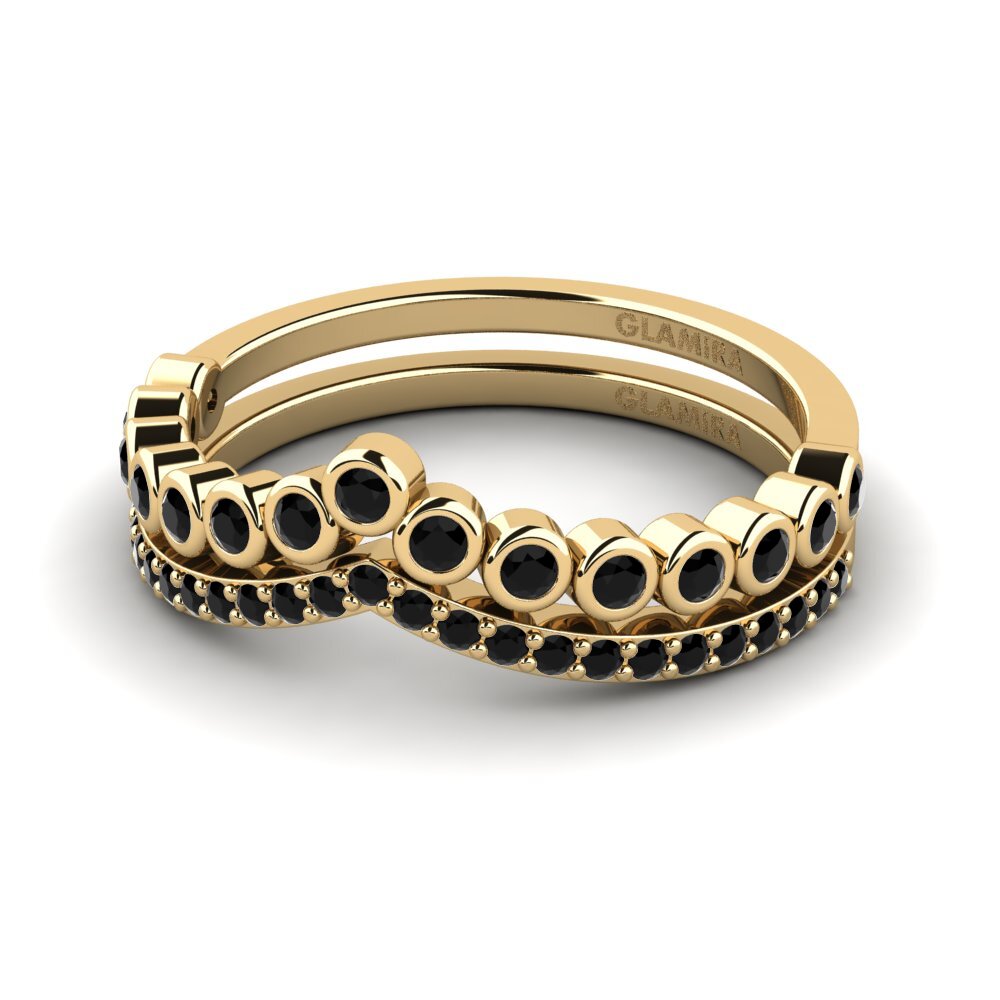 Diamante Negro Anillo apilable Amens Set