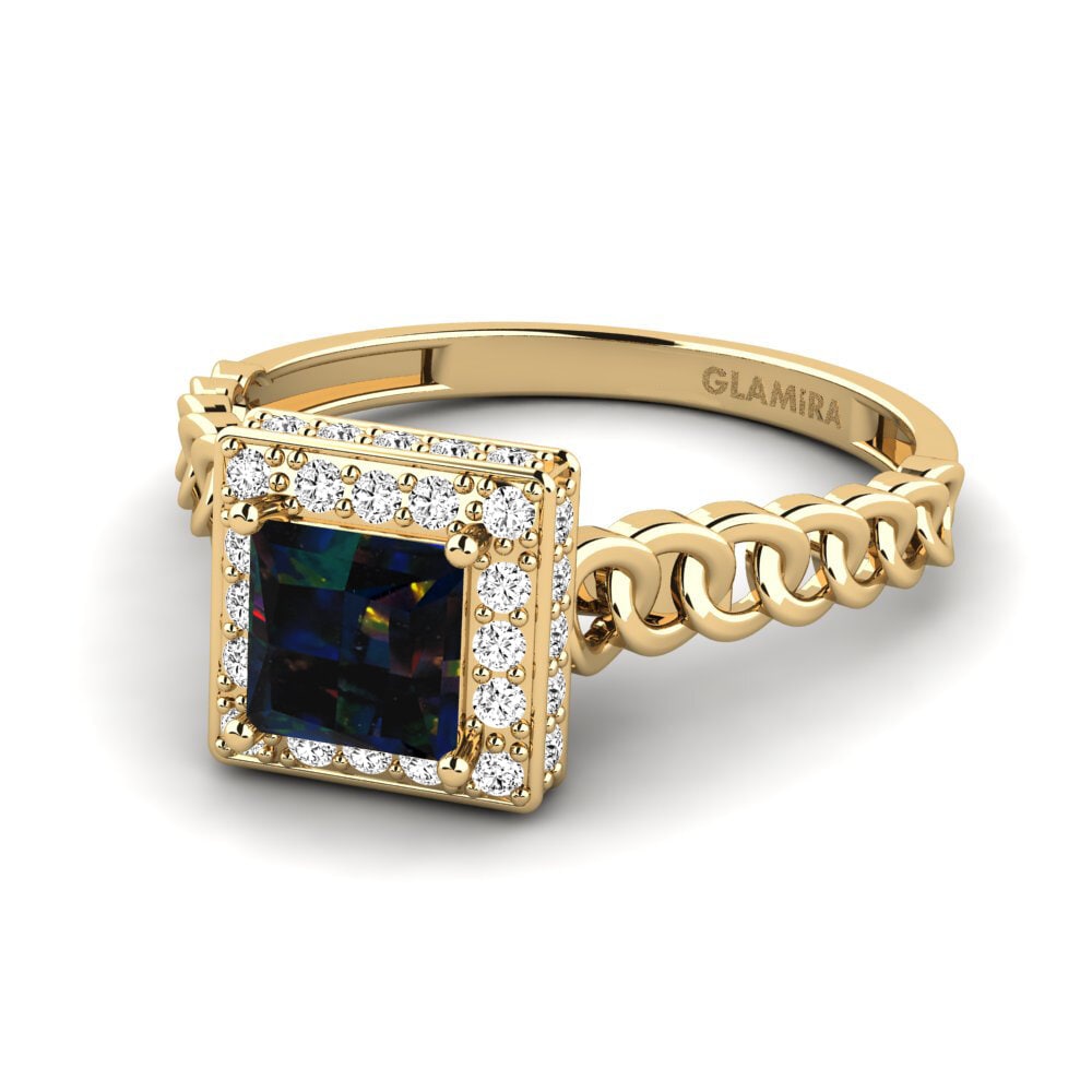 Black Opal Engagement Ring Bogd - A