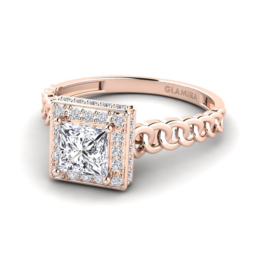 14k Rose Gold Engagement Ring Bogd - A