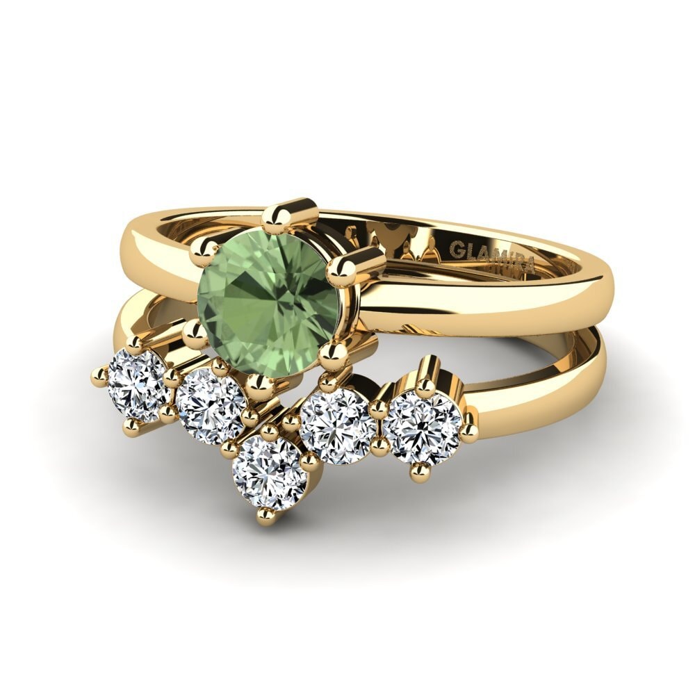 Green Sapphire Stackable Ring Equa Set