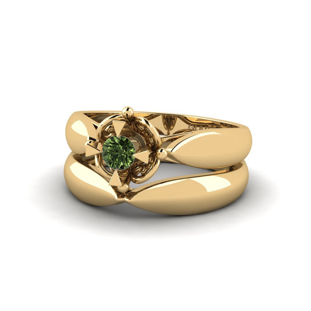 Zafiro Verde Anillo apilable Gobs Set