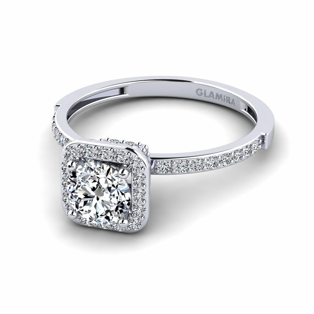 18k White Gold Engagement Ring Grede - A