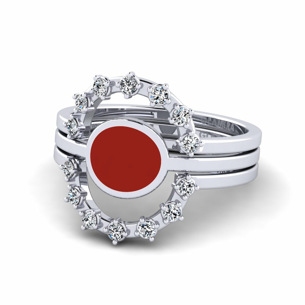Bagues de fiançailles Argent Blanc Stackable