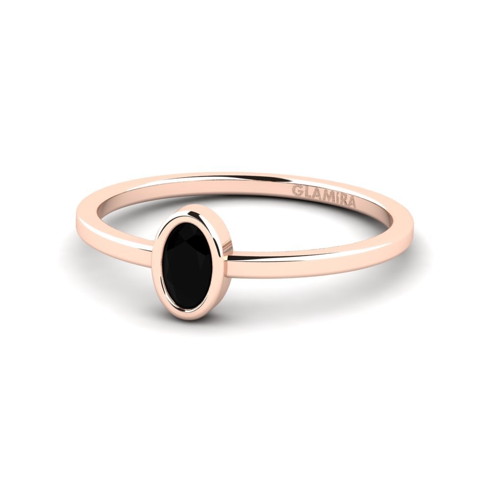 14ct Rose Gold Black Onyx Engagement Ring Niliev - A