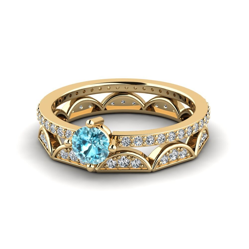 Blue Zircon Stackable Ring Nurath Set