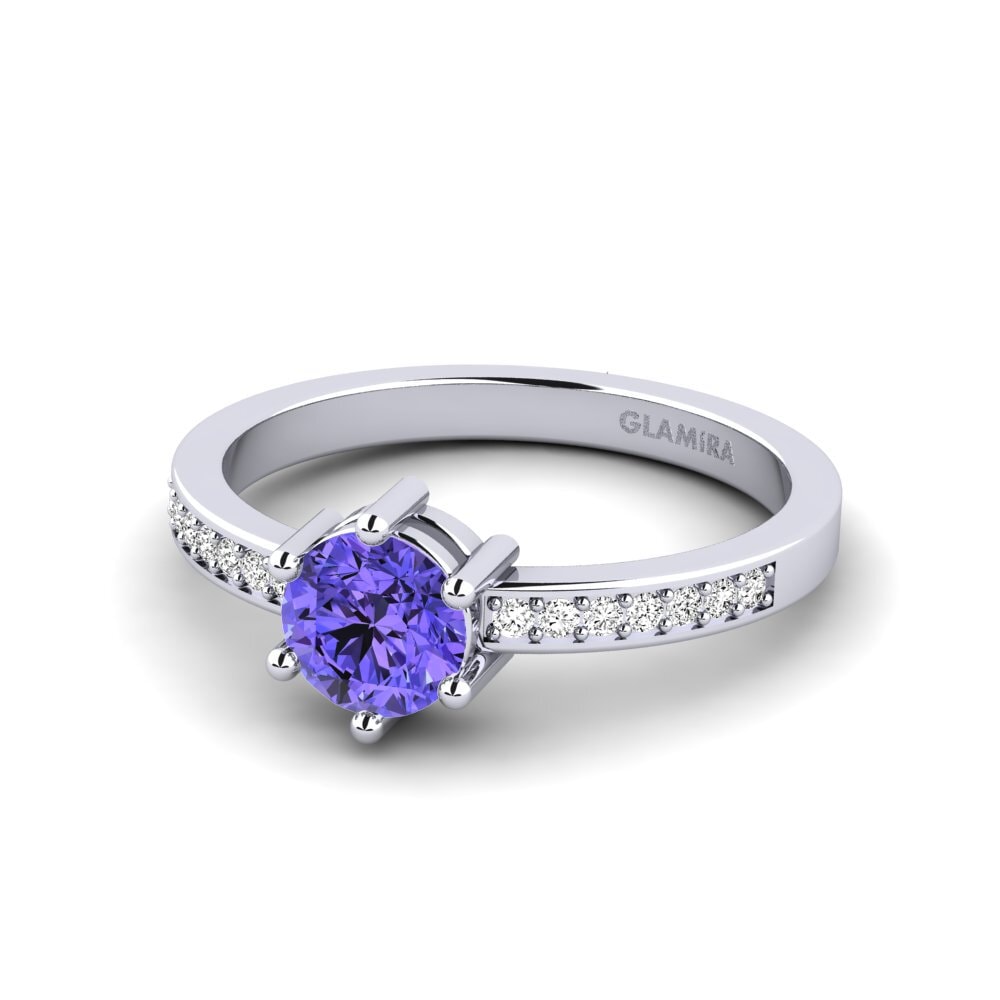 950 Platinum Tanzanite Stackable Ring Ofre - A