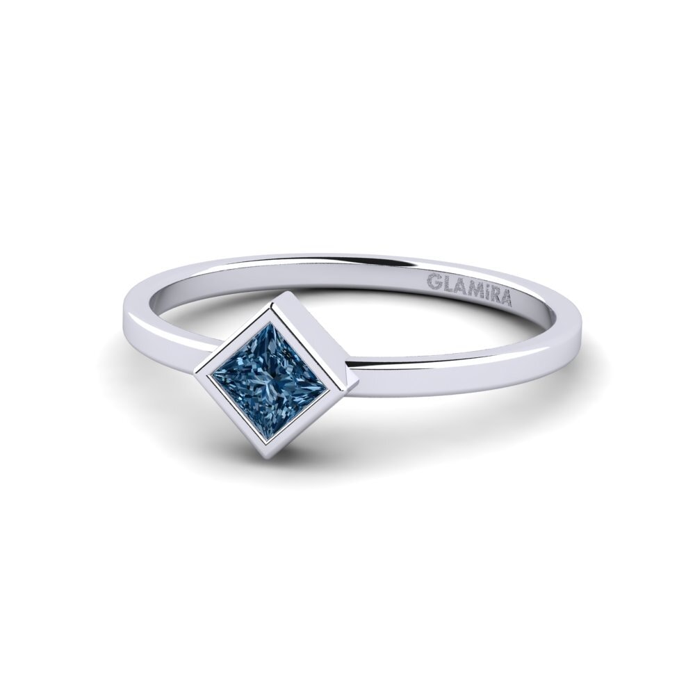 Princess Blue Diamond Engagement Ring Polloc - A