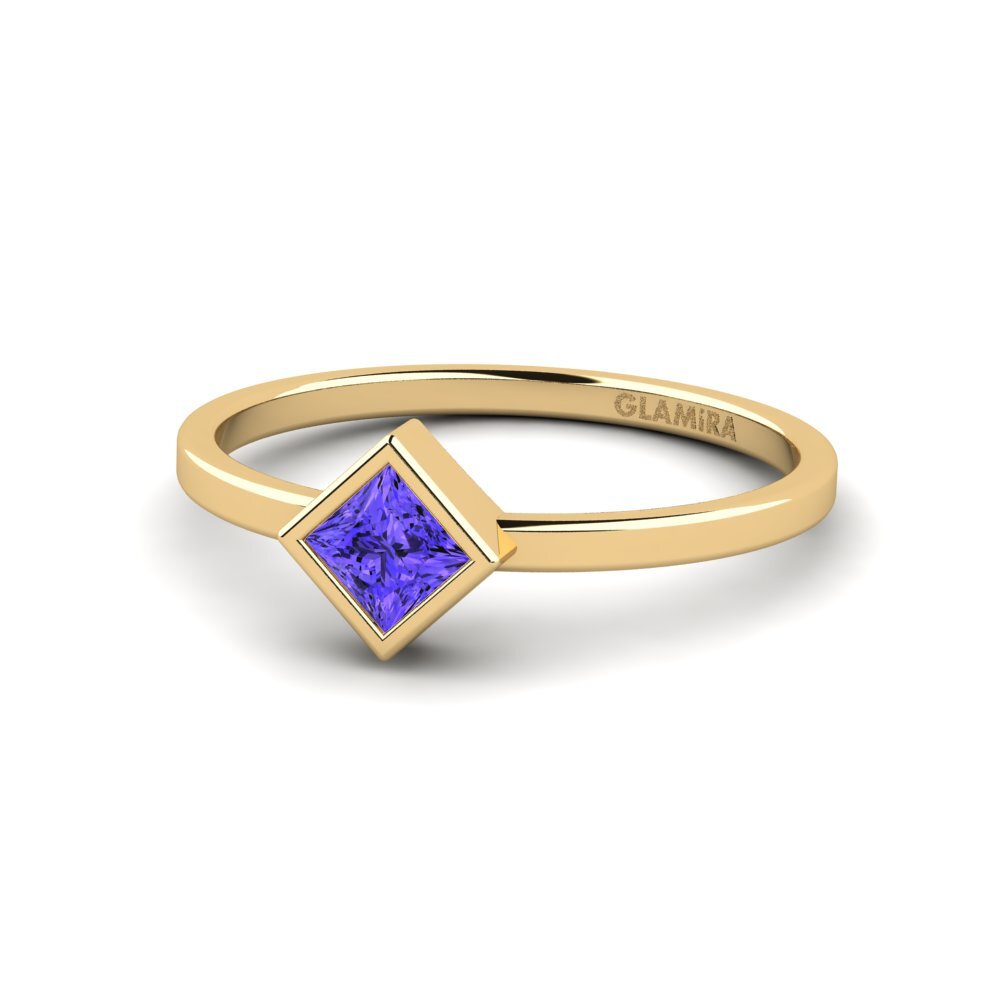 18k Oro Amarillo Tanzanita Anillo de compromiso Polloc - A