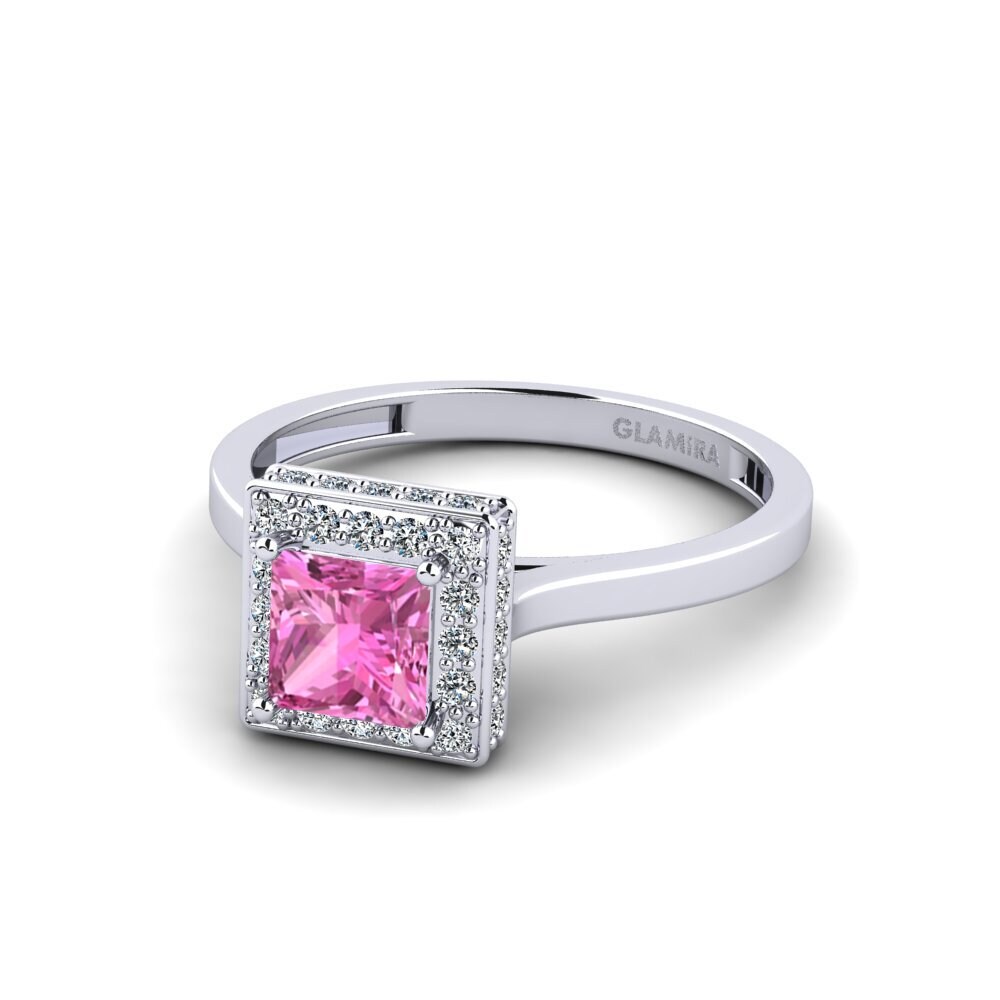 9ct White Gold Pink Topaz Engagement Ring Scump - A