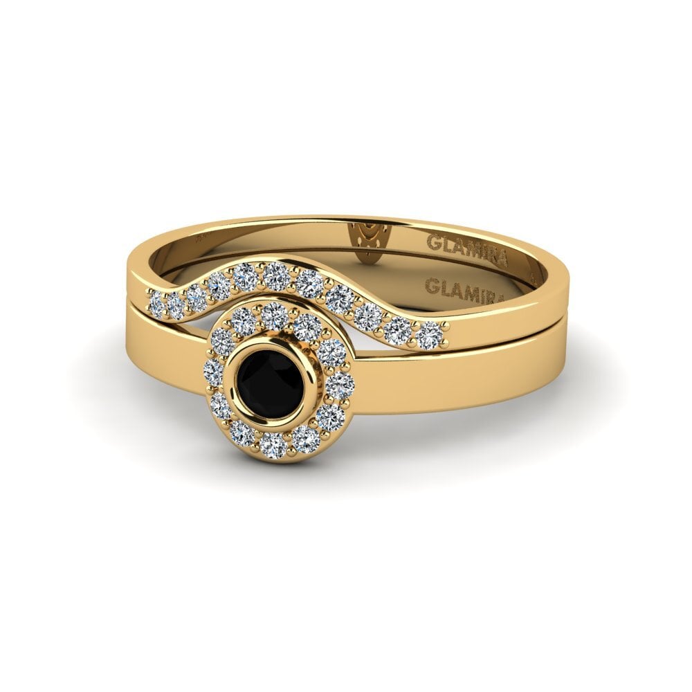 Diamante Negro Anillo apilable Siorgr Set