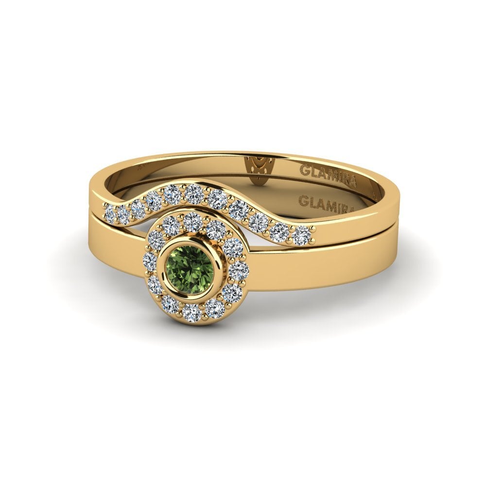 Green Sapphire Stackable Ring Siorgr Set